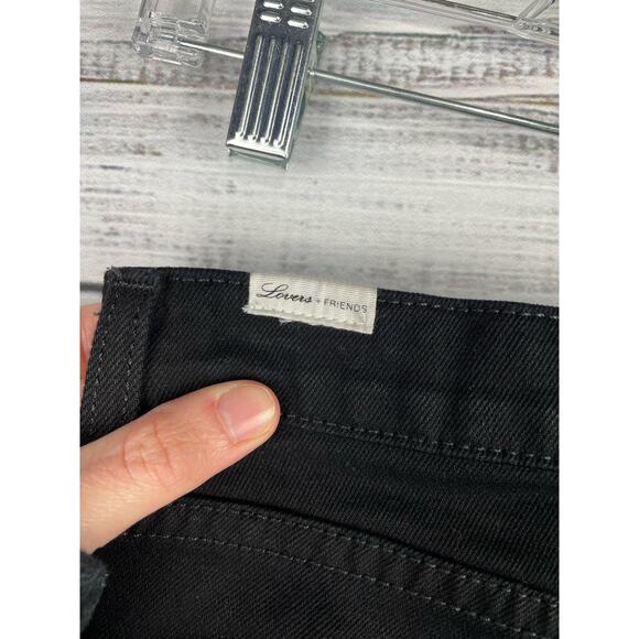 Lovers + Friends Denim Nathan High Rise Long Cut Off Shorts Black 25 Modest 8” - Picture 4 of 10